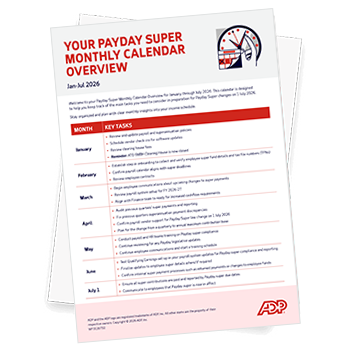 Monthly Payday Super Calendar Overview