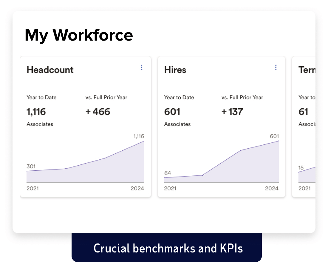 graphic that depicts the analytics and benchmarking portion of the ADP Lyric HCM product interface